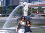 Janet and Emma by the Merlion. Janet is 7 months pregnant