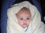 Thomas in Granny Lynch's christening shawl. Also worn by Emma and Zoe Lynch in the 1970's