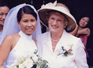 Janet and Mum outside the church